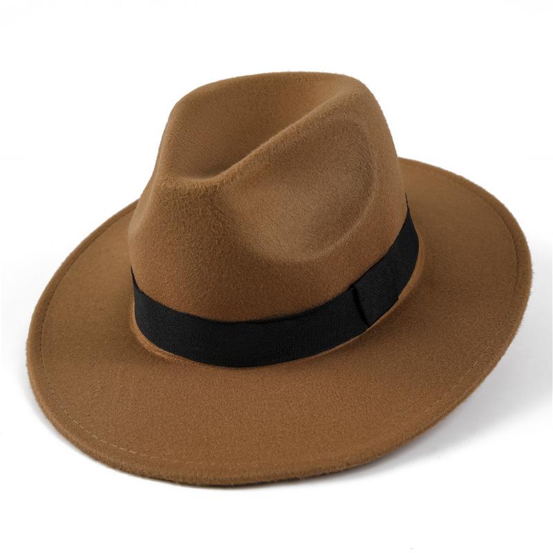 Autumn and winter woolen hat Shanghai beach retro black woolen hat gentleman's hat top hat British jazz hat