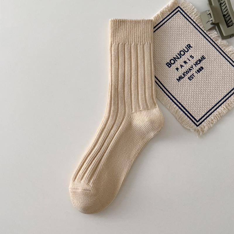 Female Spring and Autumn Vintage Trend Thick Line In The Tube Cotton Socks