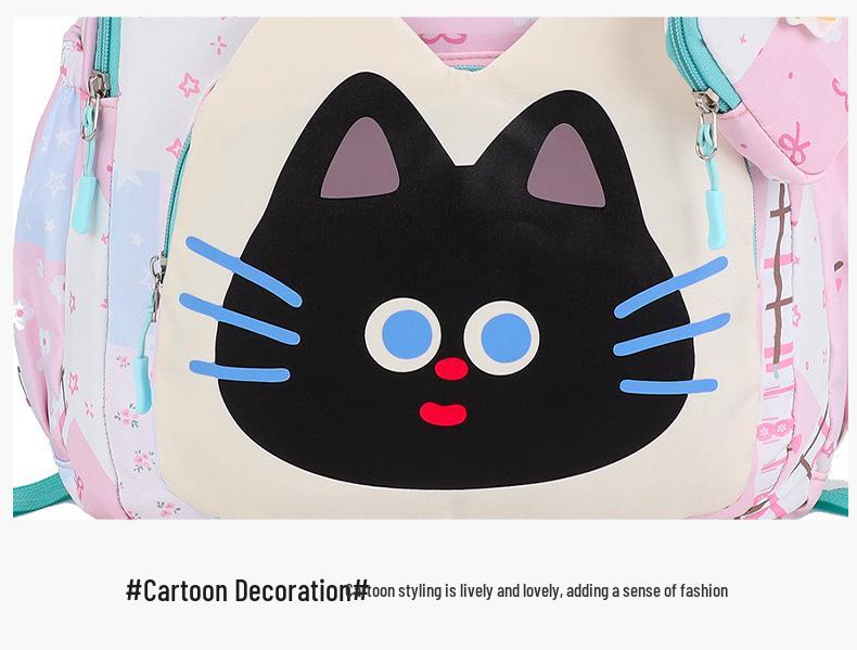 Lightweight Large Capacity Cat Cartoon School Backpack for Boys and Girls