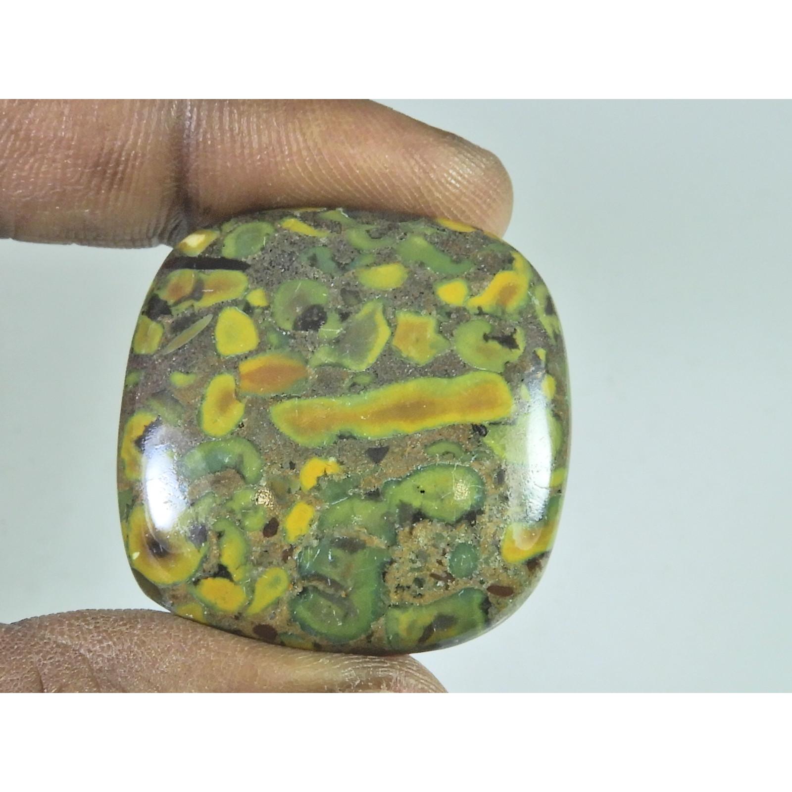 33X33X06MM Natural Fruit Jasper Cushion Cabochon Loose Gemstone 64Cts. B-343