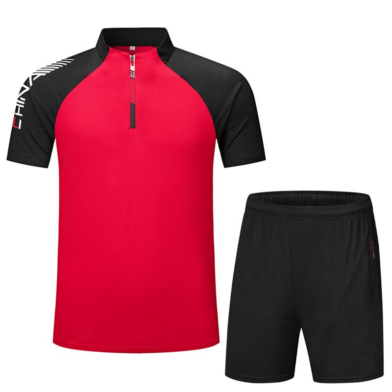 Quick-Dry Sports Short Sleeve Set: Casual Zipper for Table Tennis, Swimming, Martial Arts Coaching