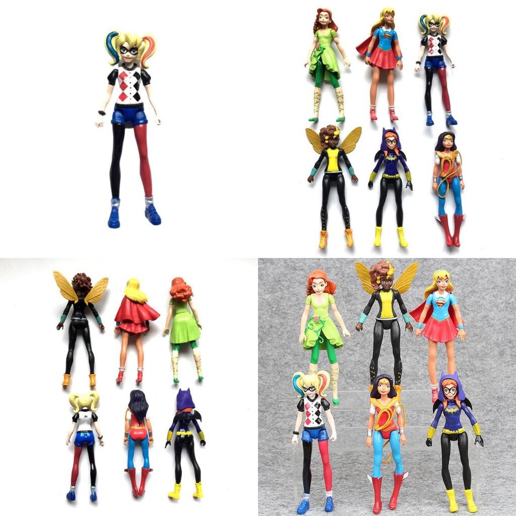 Estatuetas deslumbrantes de Supergirl, Mulher-Maravilha, Batgirl e Arlequina, heroínas de 15 cm