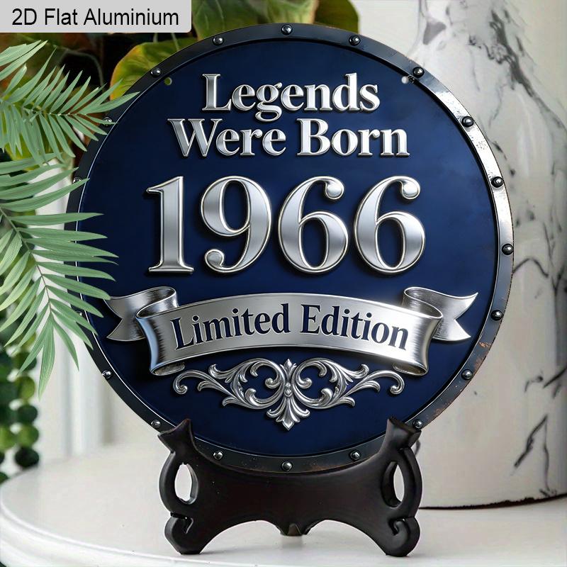 2D Flat Vintage 1966 Aluminum Sign, Legends Born 1966 60th Birthday Decor, Retro Wall Plaque for Home Bar Man Cave & Gifts