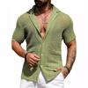 Herren Casual Kurzarm Strickjacke Hemd Sommer Einfarbig Atmungsaktiv Oberteil