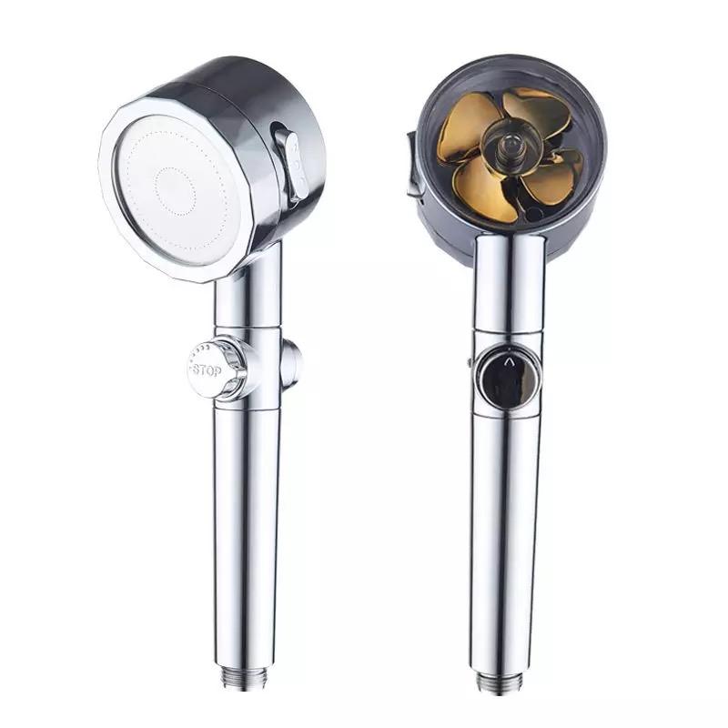 Innovative 3 Function Bath Power Turbo Water High Pressure Turbo Showerhead Propeller Turbocharged Filtering vortex Shower Head (as the picture,ABS Plastic)
