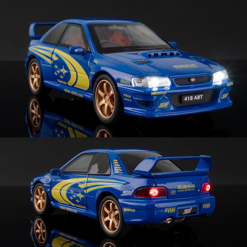 1:32 Impreza Wrx Sti Model Toy Sports Cars Alloy Diecast Miniature Supercars Sound Light Doors Opened Pull Back For Kids Gift