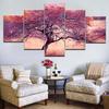 5 Panel/pieces HD Print Purple Happiness Rich Tree Luck Print On Canvas Art Painting For Home Living Room Decoration
