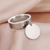 Dreamtimes Fashion Women's Ring Stainless Steel Round Heart Pendant Korean Couple Ring Jewelry Engagement Gift