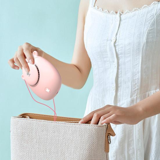 Summer Cooling Fan 3 Speeds Strong Airflow Low Noise Compact Size Rechargeable Personal Fan Neck Hanging Fan
