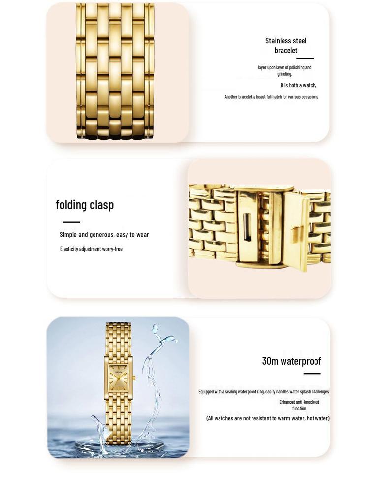 ORSGA Fashion Square Ladies High-End Bangle Chain Quartz Watch