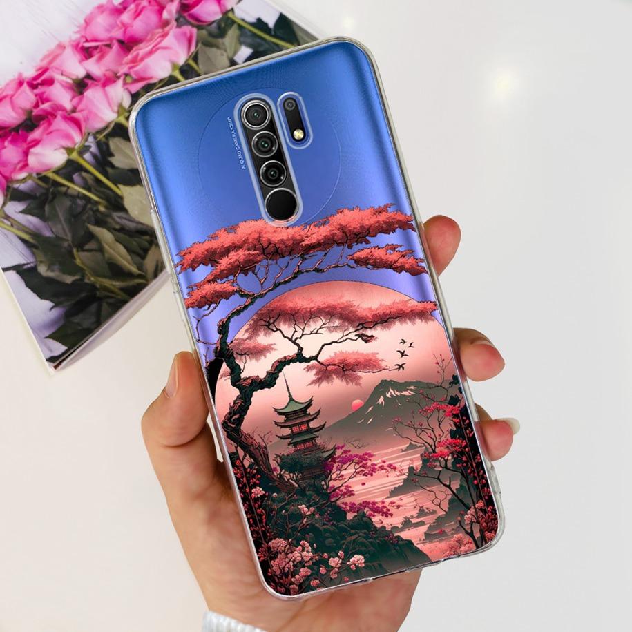 For Xiaomi Redmi 9 Case 6.53" Cover For Redmi 9 Flower Butterfly Transparent Silicone Soft Phone Covers For Redmi 9 Prime Bumper