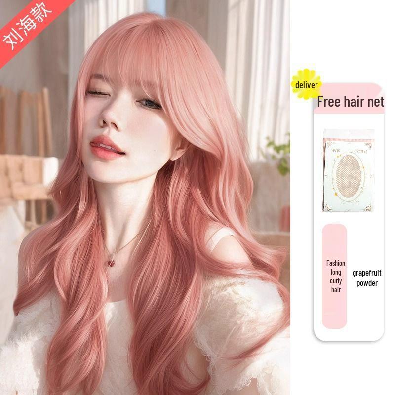 Женский длинный кудрявый парик - Натуральный Энергичный Грейпфрутово-Розовый Большие Волны