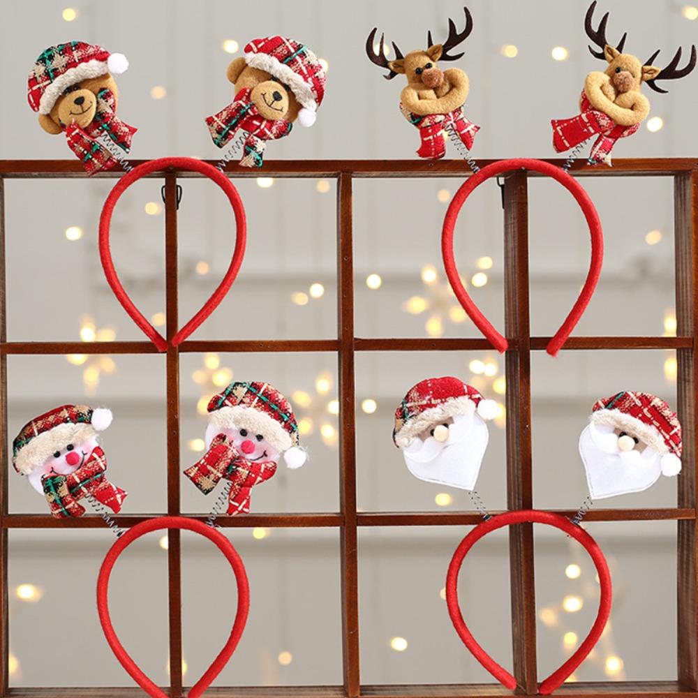 Snowman Christmas LED Headband Red Santa Hairband Snowman LED Light Headband  New Year's Eve