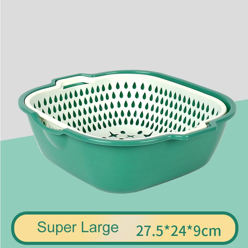 Multifunctional Double-Layer Drain Basket 2PCS/Set Vegetable Wash Basket Plastic Strainer Filter Food Colander Kitchen Gadget