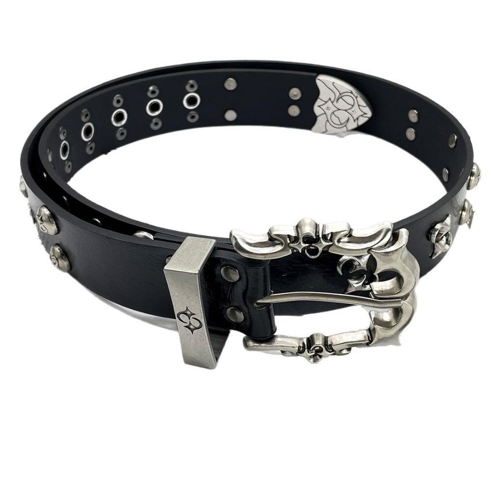

Adjustable Punk Belt Retro Rivet Waist Belt Versatile Needle Buckle Belt Unisex чорний
