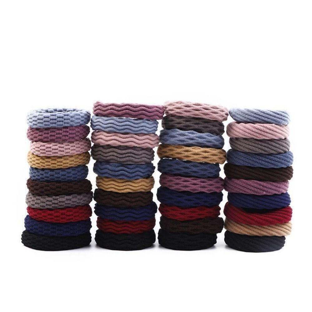 10Pcs Thick Hair Rope Hair Ties Ponytail Holder Solid Color Rubber Bands  Girls