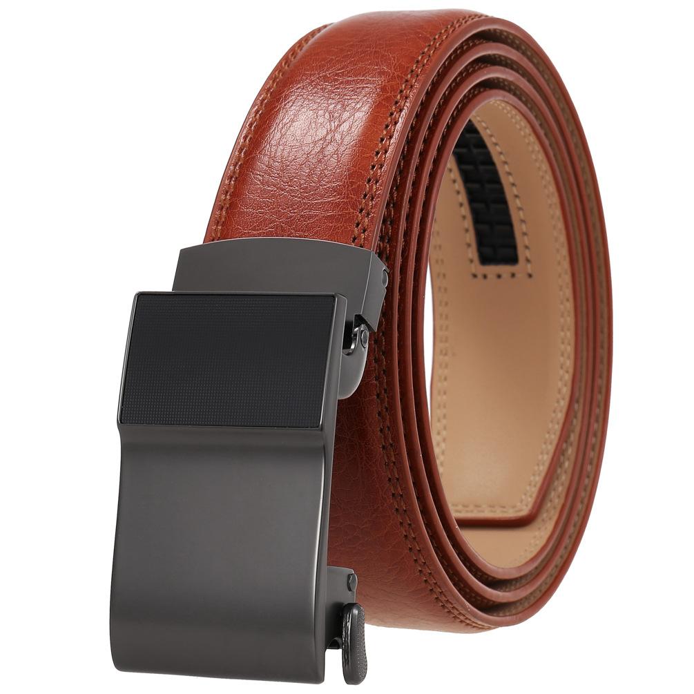Men'S Clothing Accessories Casual Belt, Alloy Automatic Buckle Two-Layer Cowhide Belt Ly36-24974-1