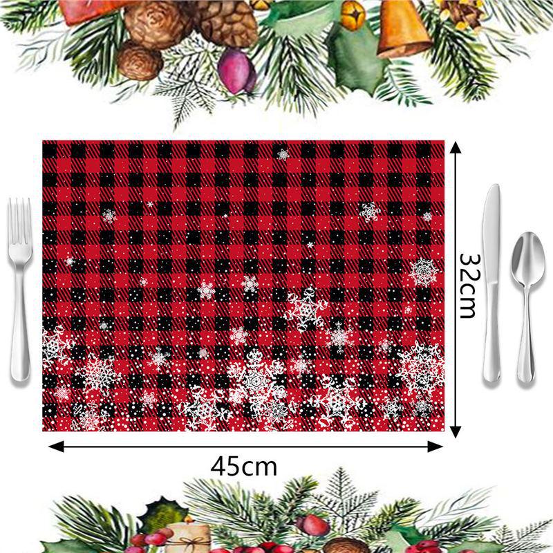 Christmas Imitation Linen Placemat - Heat Insulating Napkin for Western Cuisine Decor
