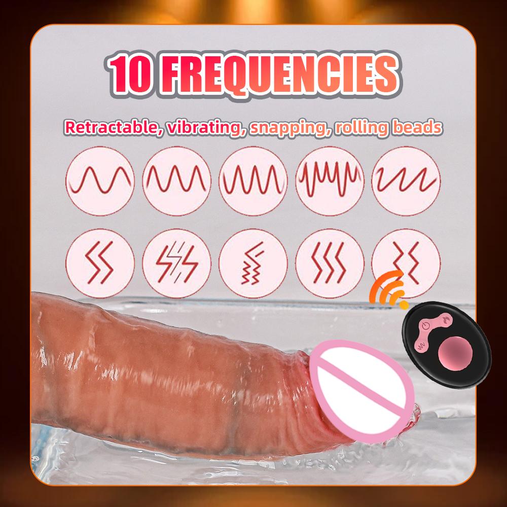 New Feature Realistic Dildo Vibrator Women Masturbation Telescopic Heating Penis  G-Spot Vagina Anal Vibro Gode Adult Sex Toy 18