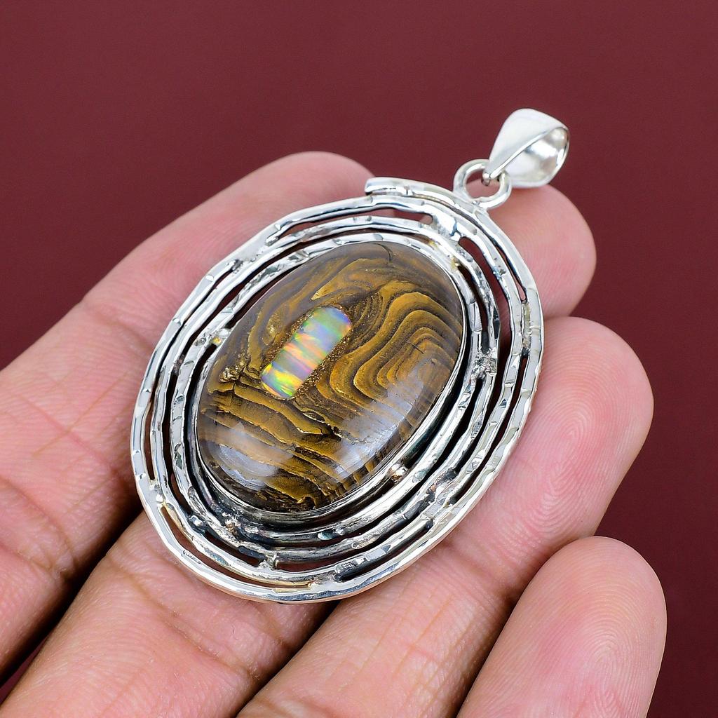 Ethopian Opal In Boulder Opal Pendant 925 Sterling Silver Pendant Brand New Jewelry Gemstone Pendant Handmade Silver Jewelry Gifts for Him