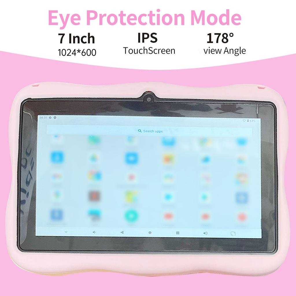 Kids Tablet 7-inch HD Display Screen for   7.0 Storage 1+16G and Dual Camera 200W Early Educational Learning Machine for Toddlers Children