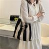 Stylish Urban Stripe Canvas Tote Bag Large Capacity Summer Shoulder Bag For Women 2022