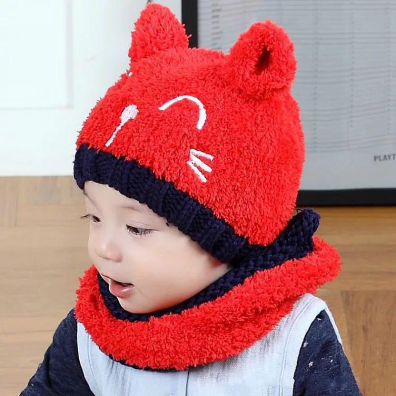 Buy Autumn and Winter Baby Hat Knitting Cap Baby Horn Kitty Cap Korean