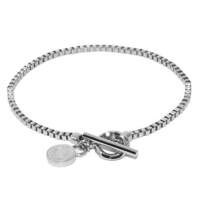 Bracelet Skinny Chain Bracelet Surgical Stainless Steel Direct Sales [Lionheart] LH-1 (Hyperallergic) Men's (Pouch Included) (19, Venetian/Silver)