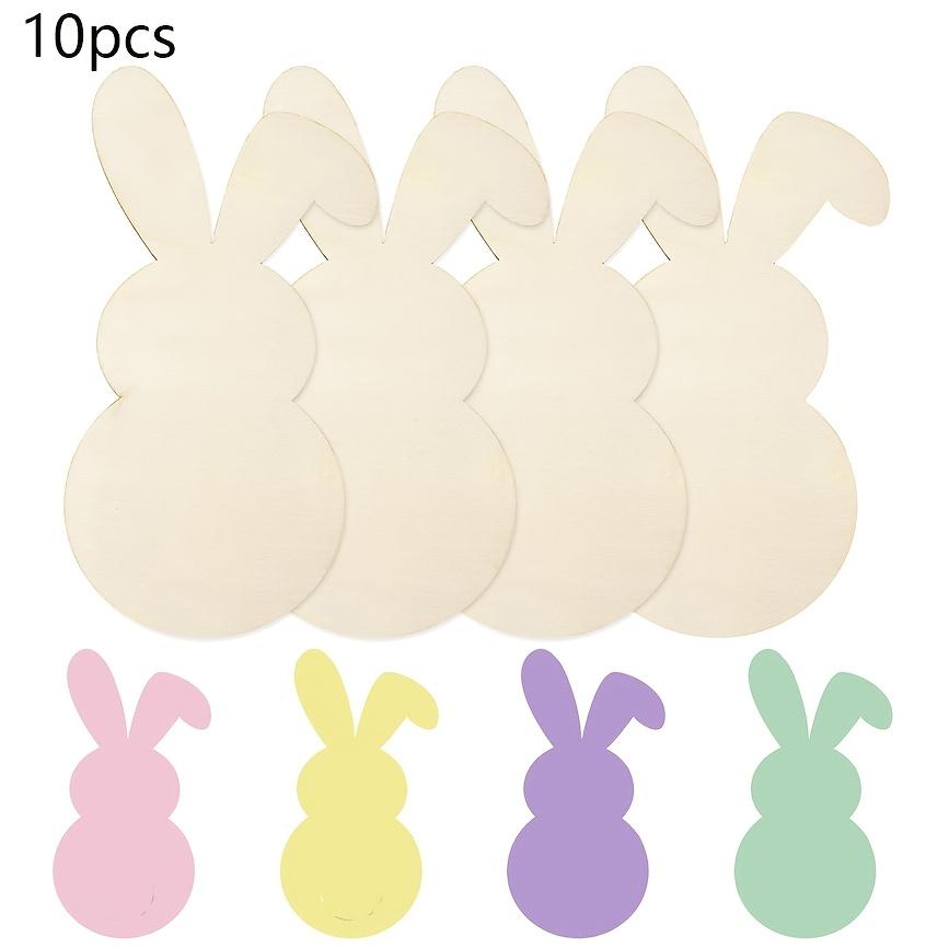 

10pcs Easter Creative Rabbit Wooden Crafts | Blank Unfinished Wooden Slices for Painting Art, Ideal for Home Party Decorations