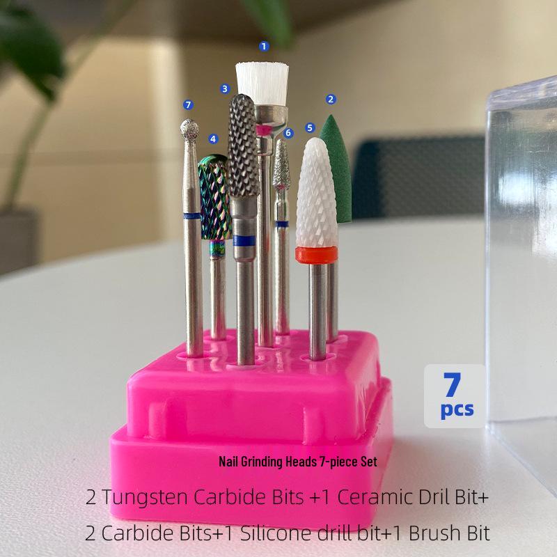 Tungsten Steel Nail Drill Set with Ceramic Grinding Heads for Cuticle Removal and Nail Polishing