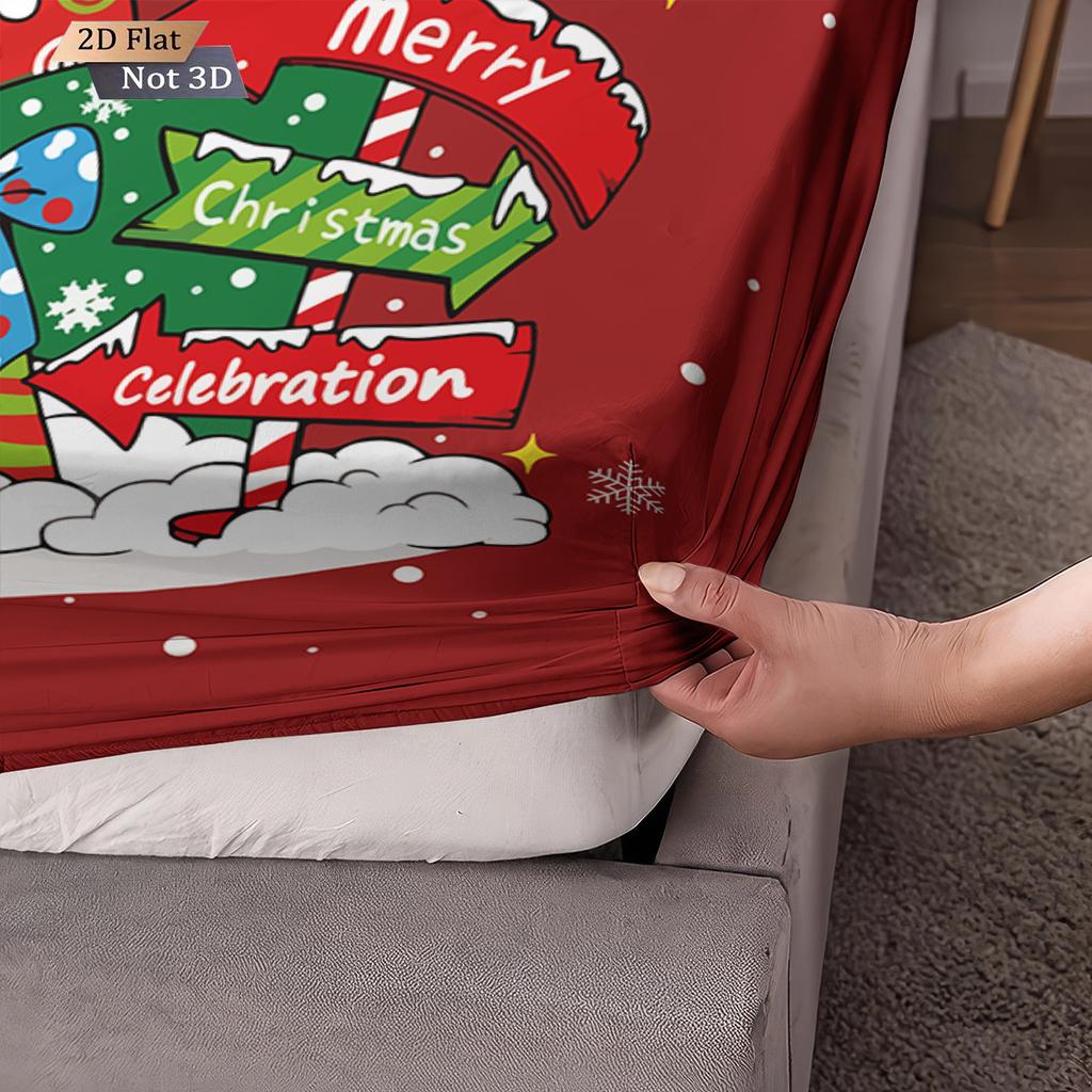 3ks Vánoční strom Abstraktní červený potisk Bezjádrová sada prostěradel Více velikostí Přikrývka na postel Ložnicové povlečení Sváteční dekorace