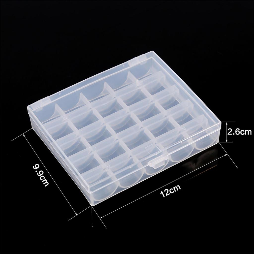 1pc Plastic Empty Bobbins Case Sewing Machine Bobbin Organizer Storage Clear Box for 25 Spools