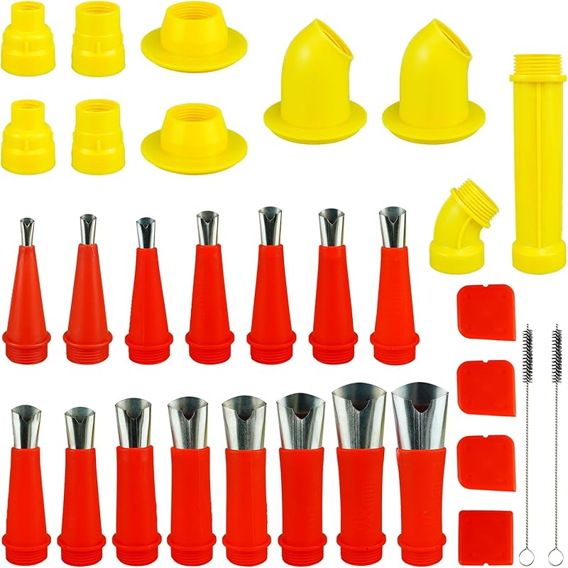 Caulk Finisher Kit Caulking Nozzle Tips Stainless Steel with Connection Bases Replacement 30 Pieces