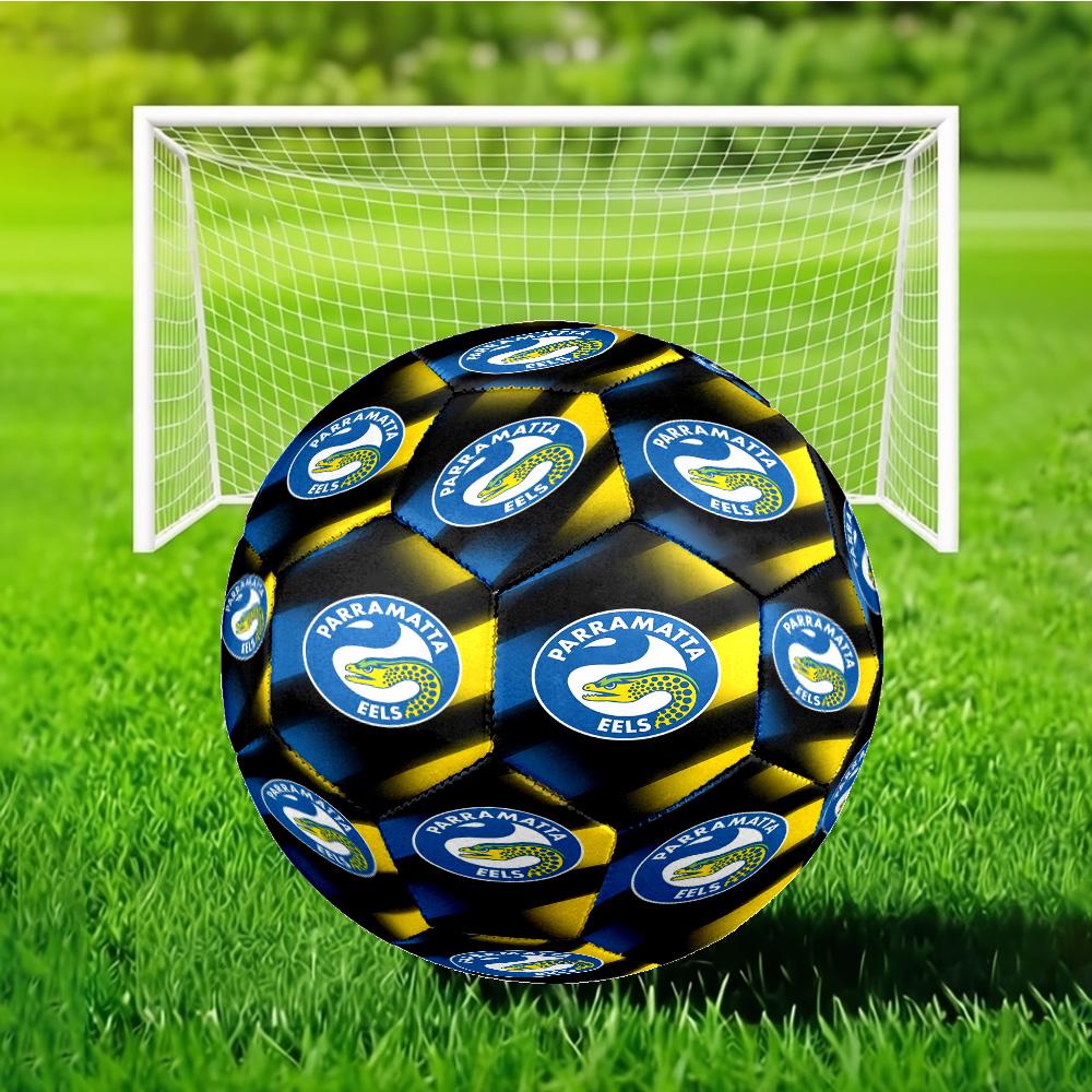 Parramatta Eels Team Crest Soccer Ball Size 5 Soccer Ball, Machine-stitched, Durable, Suitable for Training and Matches Fan Gift