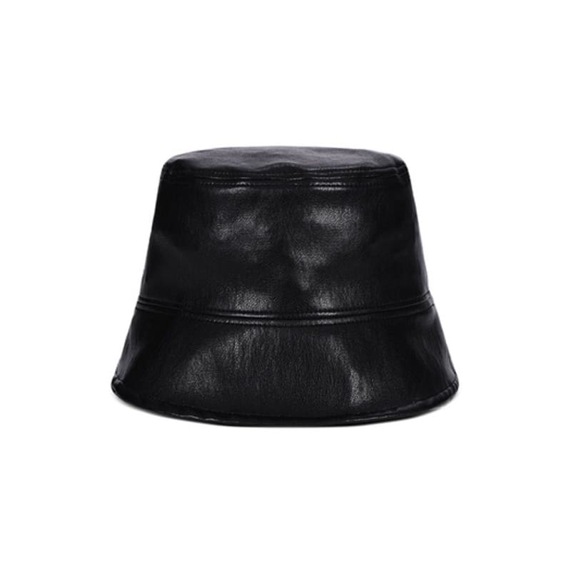 VARZAR VA Cubic Studded Vegan Leather Drop Bucket Hat in Black