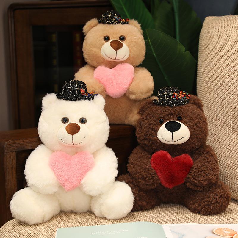 Cute Sitting Heart Teddy Bear Doll Plush Toy Love Bear Hug Bear Doll Girl Soothing Rag Doll