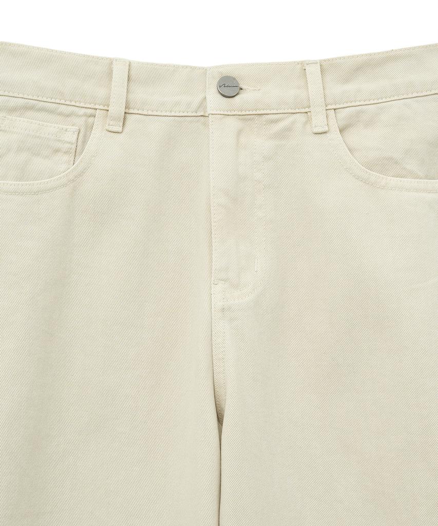 NOIRER FOR WOMAN Cotton Dyed Curved Denim Pants (Sand Beige)