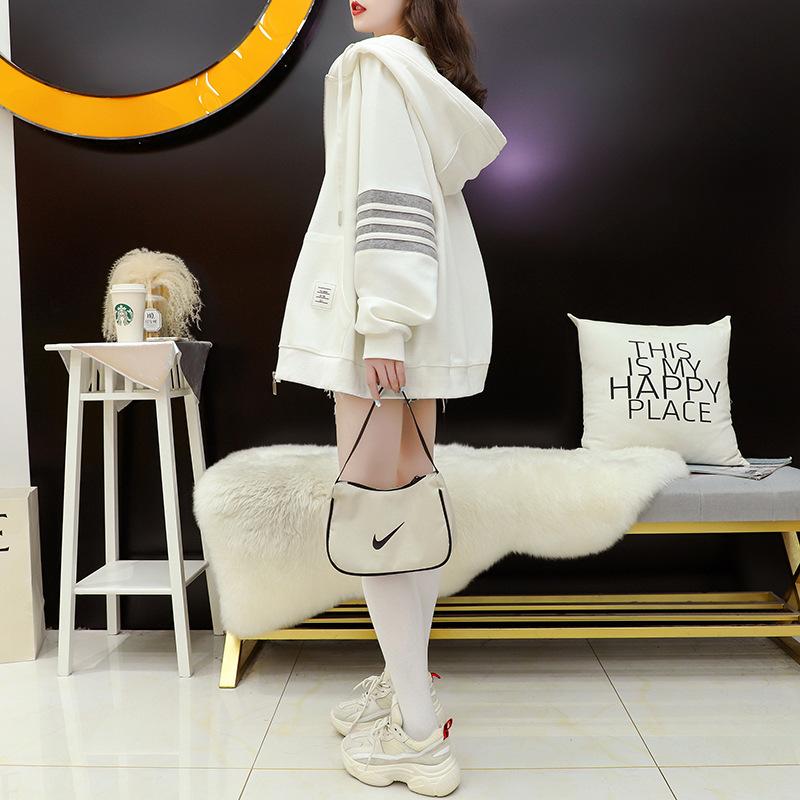 Women's Hooded Long Sleeve Sweatshirt Loose Fit Commuter Style Stripe Patchwork Zipper Hoodie Jacket 2026 Autumn Casual Outerwear Top