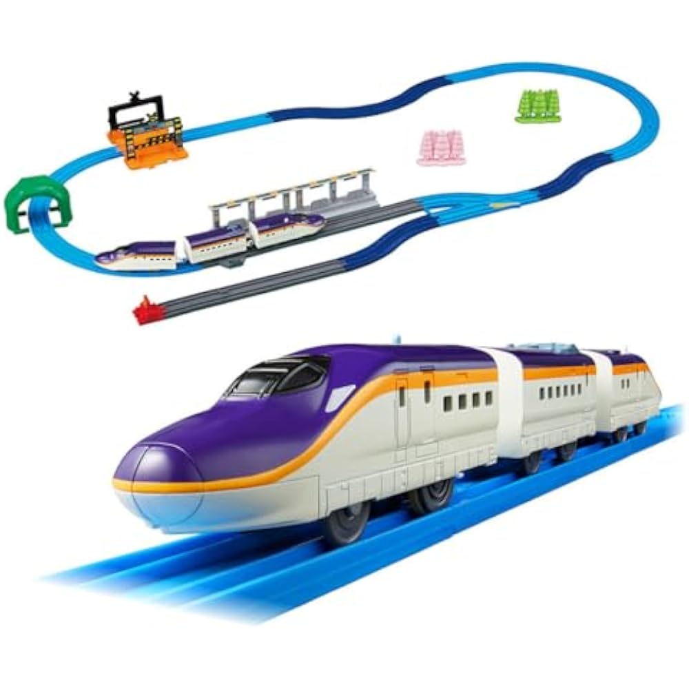 Takara Tomy Plarail connection! E8 Series Tsubasa & Tomica Arch Railroad Crossing Set (Initial Bo...