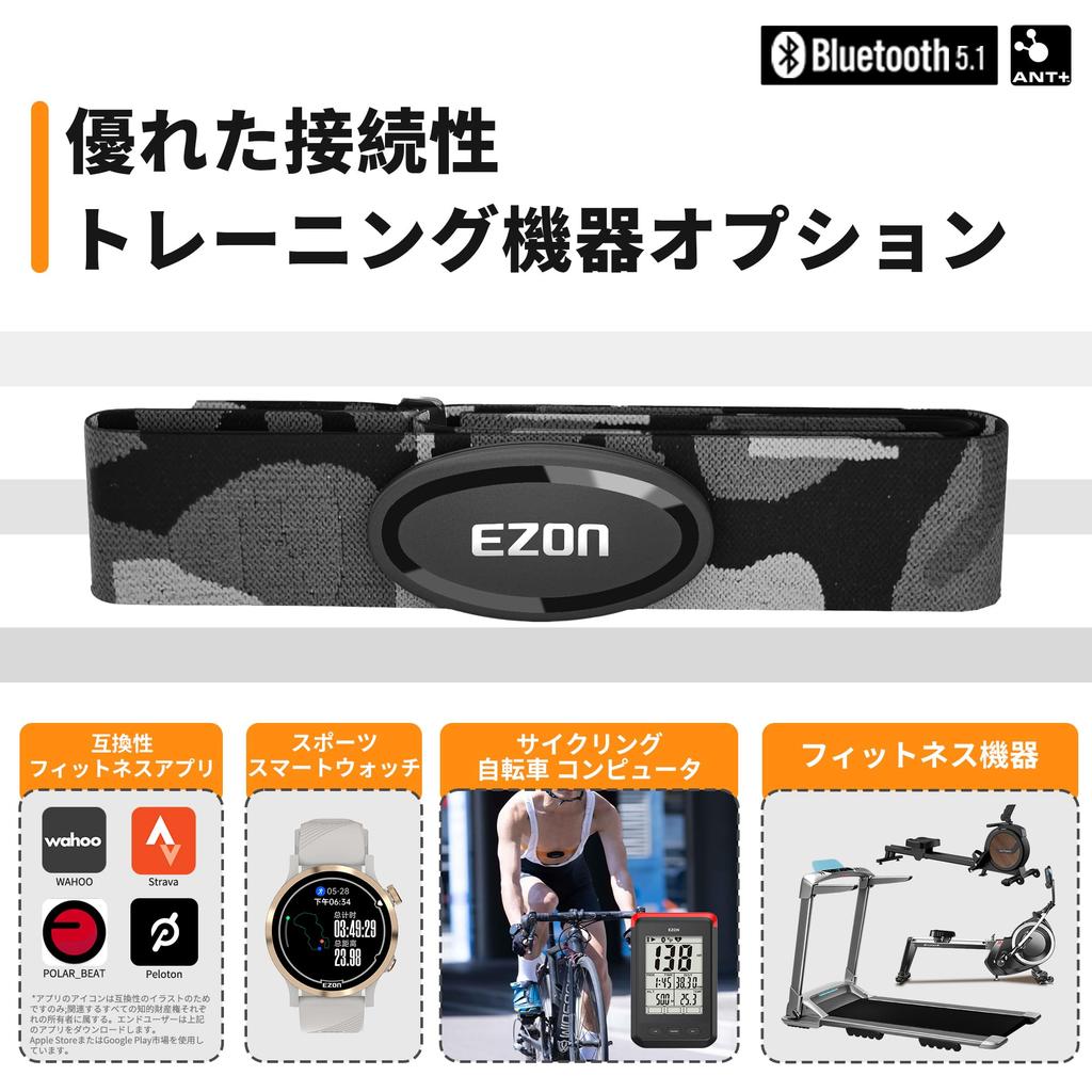 C009Pro Heart Rate Monitor Chest BLE Up to 400 Hours of Battery Ideal for and Gym Compatible with and Includes Japanese Instructions Strap, 5.1 & ANT+