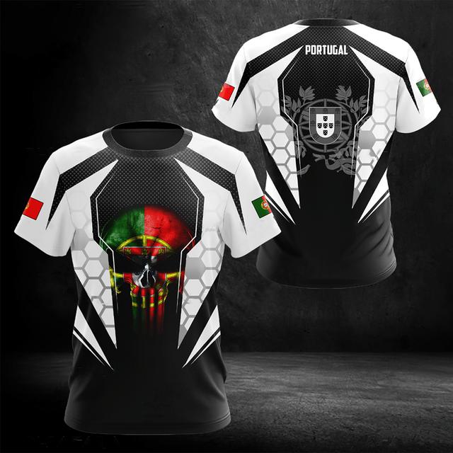 Tricou pentru bărbați, culoarea drapelului Portugaliei, cu imprimare a emblemei naționale, îmbrăcăminte unisex, de vară, cu mânecă scurtă, cămașă Memorială pentru bărbați.