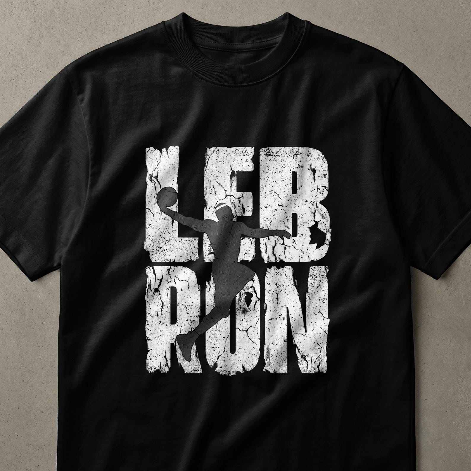 LeBron Grunge Basketball T-Shirt | Player Fan Gift Tee | Distressed Urban Streetwear Apparel for Men & Youth 2XL