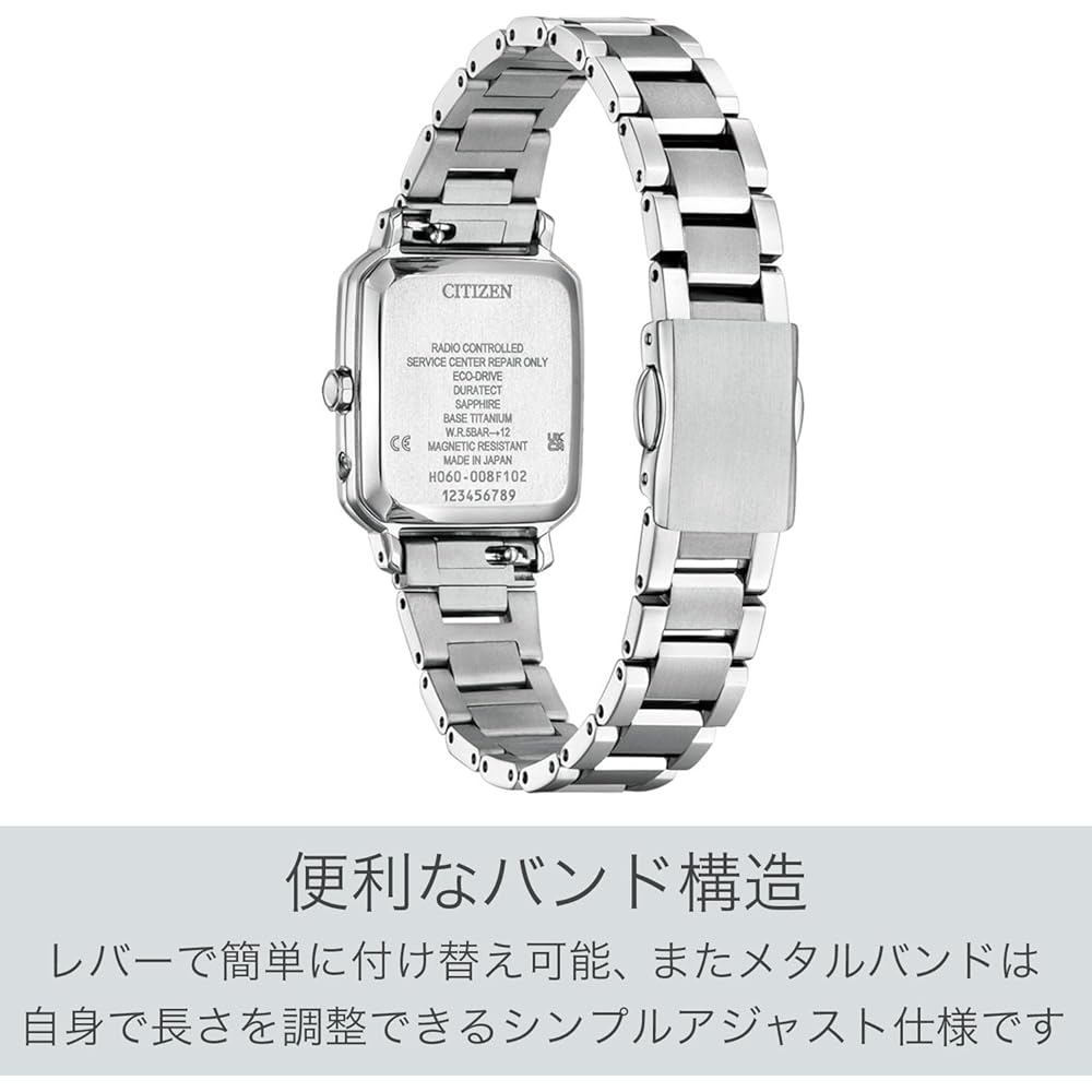 Citizen xC Eco-Drive Solar Radio-Controlled Watch Waterproof with Extra Strap Square 2-Way Model Women's Hikari Collection Black Silver