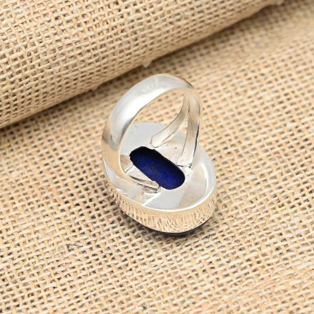 Hermosa joyería de anillo de plata de ley 925 hecha a mano con piedras preciosas de lapislázuli