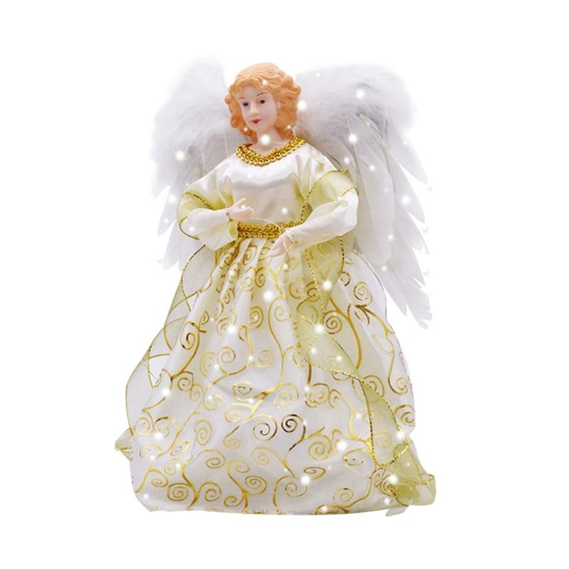 

LED Light Silver Golden Angel Tree Topper Christmas Tree Accent 12 Height ForXmas Decoration Ornament 1