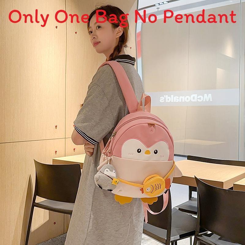 Fun Penguin Cartoon Backpack With Spacious Compartments For Girls Casual Wear