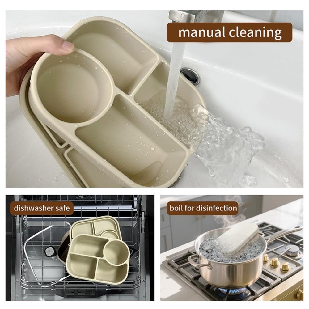 750ml Microwaveable Silicone Lunch Box Leak-Proof Food Storage Container Divided Lunch Box  Student