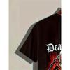 European sizes Men's Graphic T-Shirt - Edgy Skull & Chains Design with "Death Punch" Text - Black Regular Fit Short Sleeve Tee for Summer Streetwear