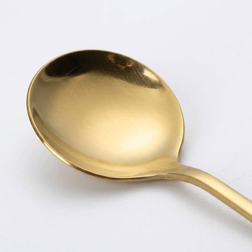 5Pcs Rustless Steel Metal Spoon Solid Dessert Spoon Thick Serving Spoon For Pudding
