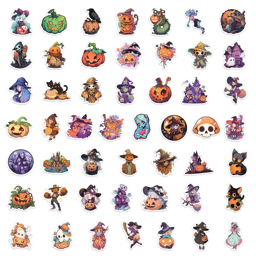 100 Halloween Series Pp Waterproof Stickers Cute Graffiti Halloween Dress Up Character Stickers